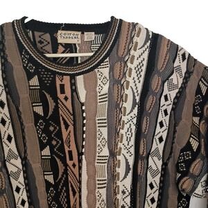 Cotton Traders Sweater Mens 1X Multicolor 3D Textured Knit Cotton Vintage 90s